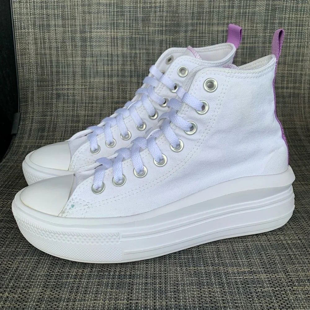 Converse Chuck Taylor All Star Move Platform White/Purple High-Top Sneakers 5 Y
